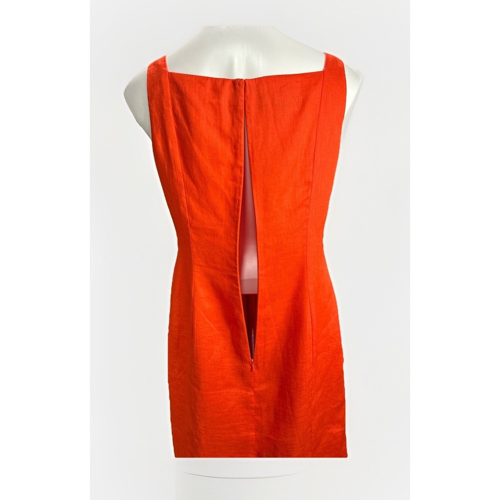 Jones New York Size 10 Scalloped Front Linen Sheath Dress Knee Length Orange - Picture 5 of 6